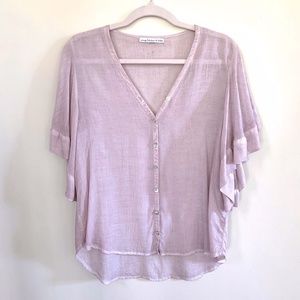 Young Fabulous & Broke Pink Flutter Sleeve Top - S